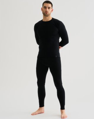 Langærmet t-shirt "wool", 100% merino uld, Sort