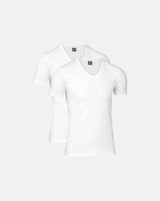 T-shirt "v-neck" 2-pak, Økologisk bomuld, Hvid