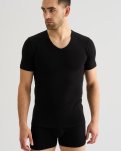 T-shirt "v-neck" 2-pak, Økologisk bomuld, Sort