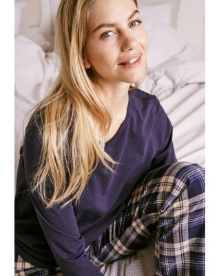 Langærmet t-shirt, Bambusviskose, Navy
