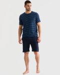 Pyjamas m. shorts, 100% bomuld, Navy