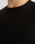 Langærmet T-shirt 'waffel', Bomuld, Sort