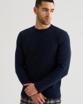 Langærmet T-shirt 'waffel', Bomuld, Navy