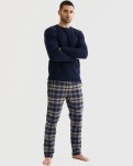 Langærmet T-shirt 'waffel', Bomuld, Navy