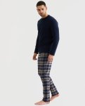 Langærmet T-shirt 'waffel', Bomuld, Navy