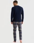 Langærmet T-shirt 'waffel', Bomuld, Navy