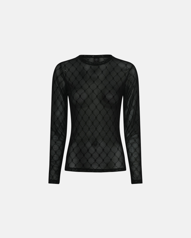 Bluse "Mesh" | Polyamid | Sort