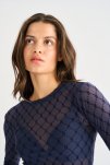 Bluse "Mesh" | Polyamid | Navy -Hype the Detail