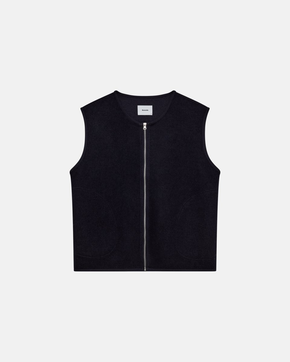 Resteröds Kian vest | Polyester-uld blend | Navy - S