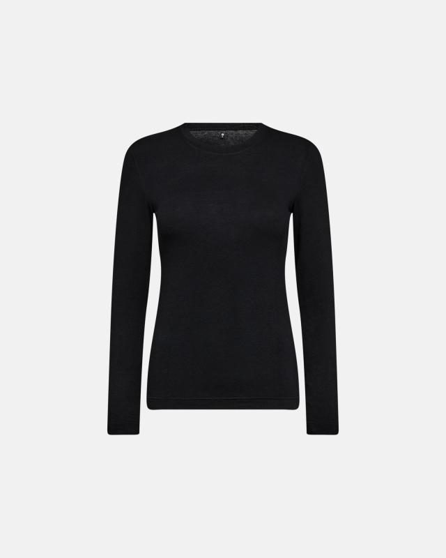 Cashmere-blend langrmet t-shirt | Bambusviskose | Sort