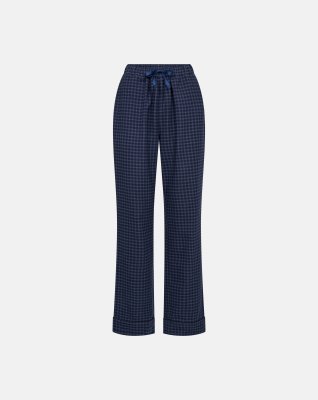 Pyjamasbukser, 100% økologisk bomuld, Navy ternet