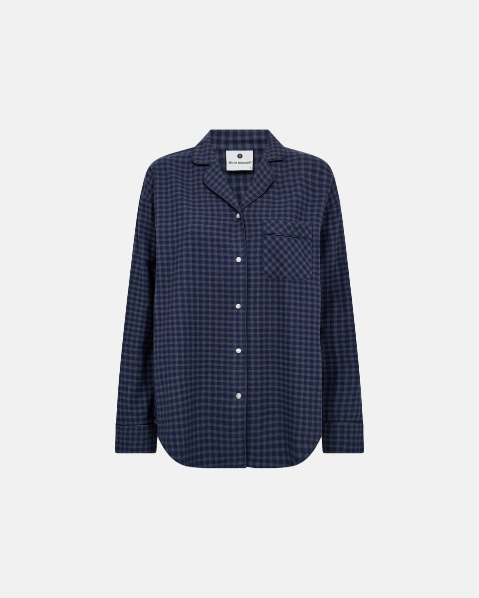 JBS of Denmark Women Pyjamaskjorte | 100% økologisk bomuld | Navy ternet - S