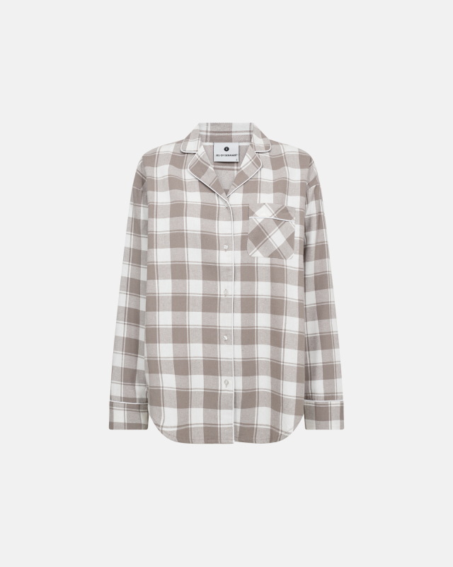 Pyjamasskjorte | 100% kologisk bomuld | Brun ternet