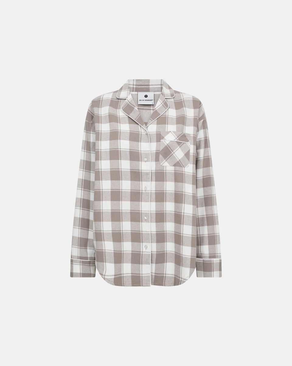 JBS of Denmark Women Pyjamasskjorte | 100% økologisk bomuld | Brun ternet - S