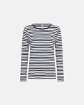 Rib langærmet t-shirt | Bambusviskose | Navy stribet -JBS of Denmark Women