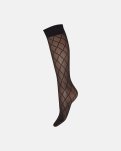 Knæstrømper "Check lurex" | Polyamid 25 denier | Sort -Decoy