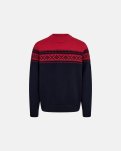 Pullover 'strik' | 100% uld | Navy/Rød -Dovre