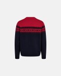 Pullover 'strik' | 100% uld | Navy/Rød -Dovre