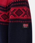 Pullover 'strik' | 100% uld | Navy/Rød -Dovre