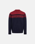 Pullover 'strik' | 100% uld | Navy/Rød -Dovre