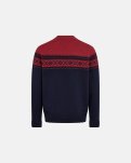 Pullover 'strik' | 100% uld | Navy/Rød -Dovre