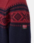 Pullover 'strik' | 100% uld | Navy/Rød -Dovre