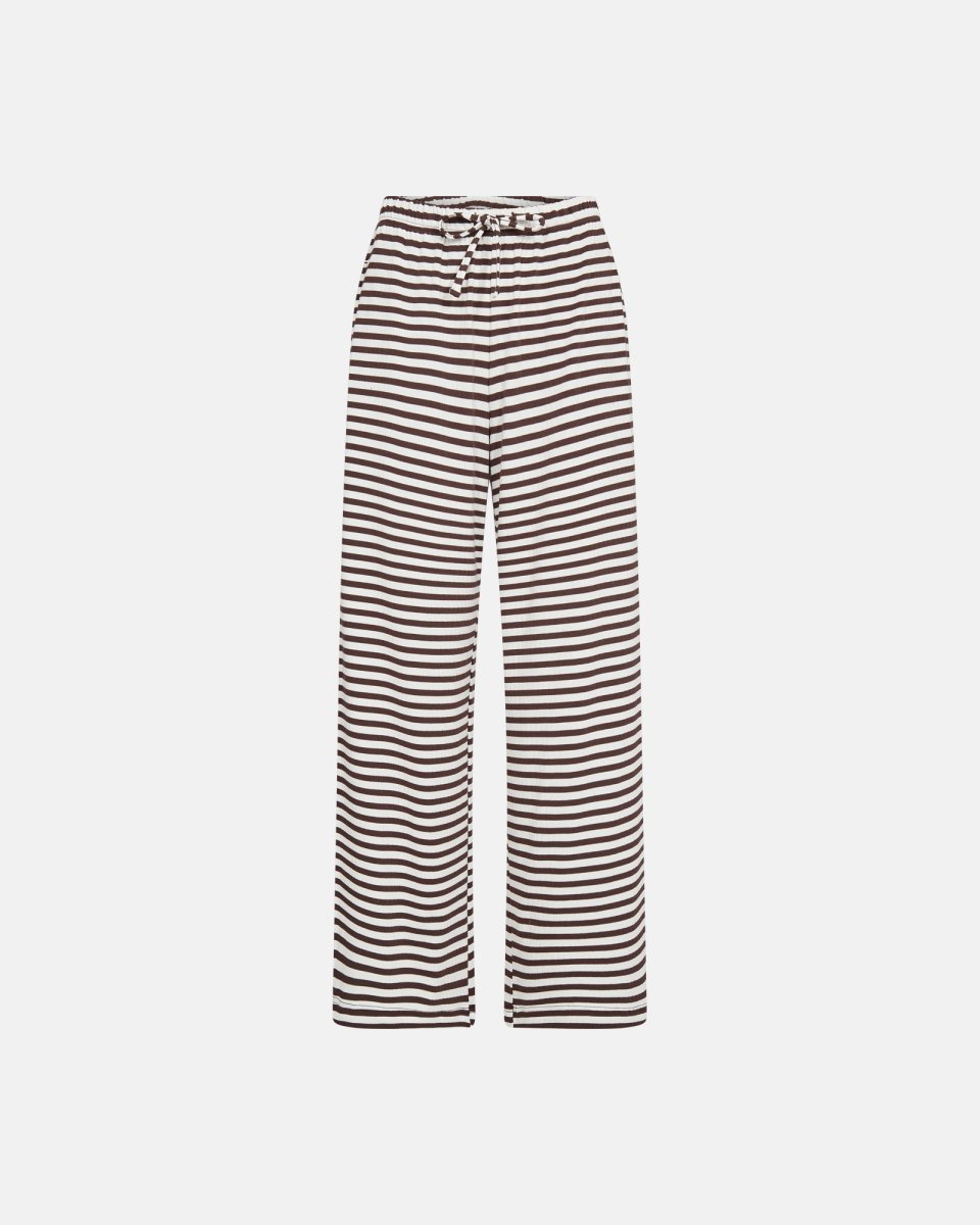 JBS of Denmark Women Rib bukser m. lige ben | Bambusviskose | Brun stribet - S