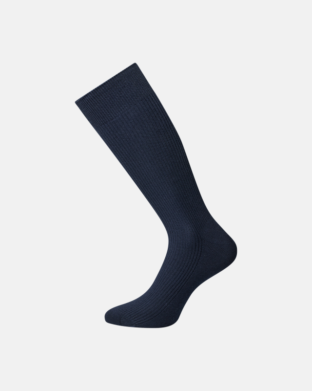 Ribstrømper | Bomuld | Navy